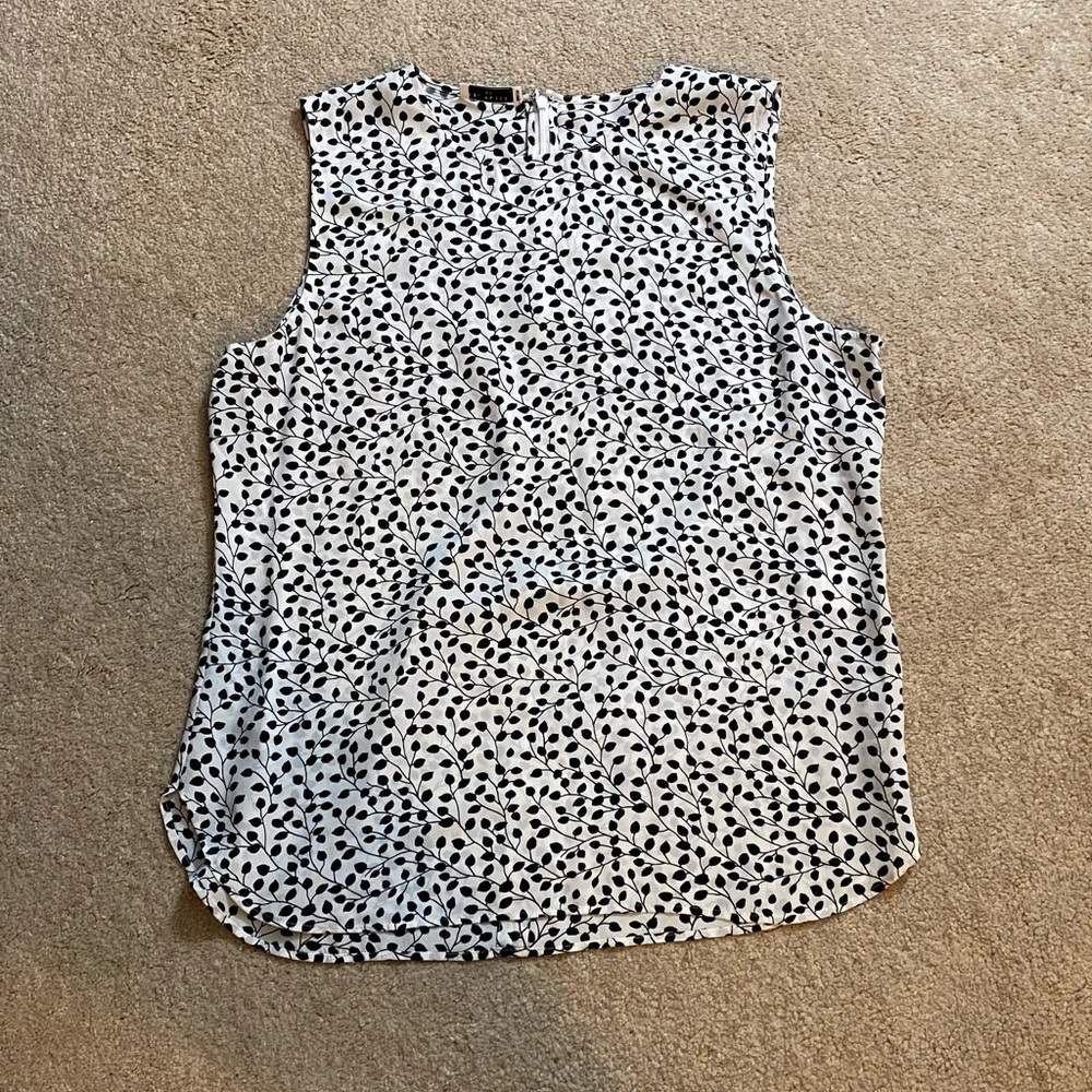 🐼Equipment Femme 100% Silk White & Black Sleeveless Top🐼